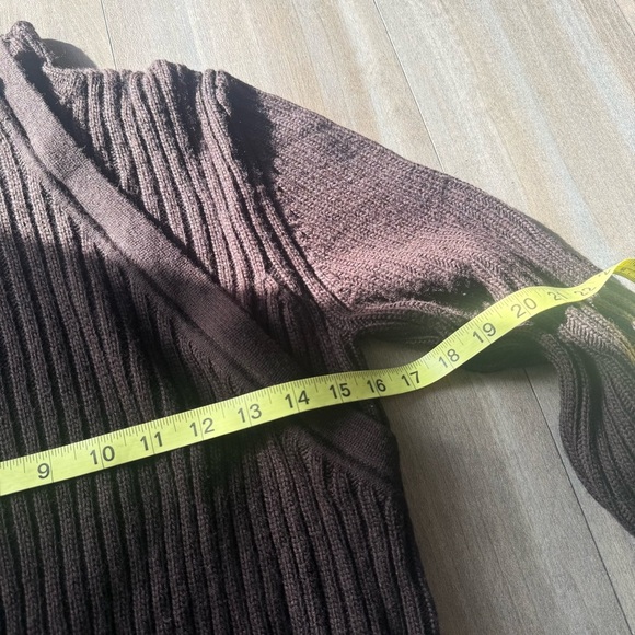 Maxmara 100% virgin wool asymmetrical ribbed knit sweat brown size large - Picture 4 of 5
